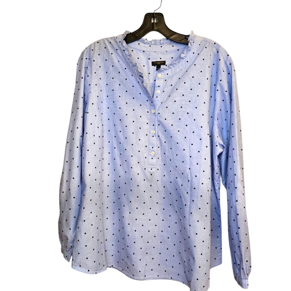 Talbots Cotton Feminine Popover-Dot Top Feminine Cottage Preppy Core Size: XL/P - Picture 11 of 12
